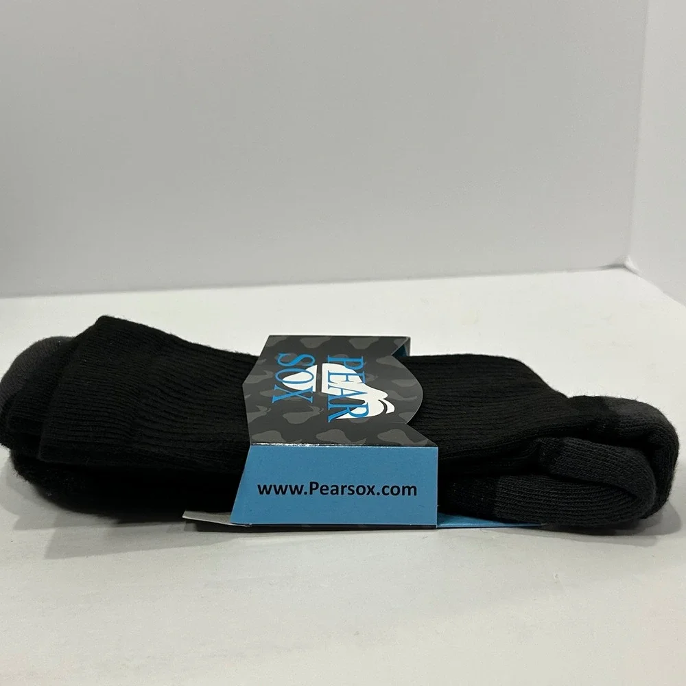 Pear Sox Adult Performance Crew Socks Black Grey Made in USA 6 Pair Lot Adult L